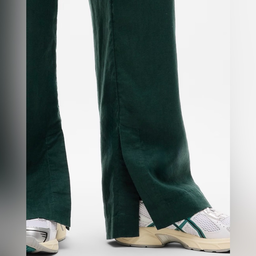 NWT Athleta Retreat Linen High Rise Wide Leg Pant in Pine with a relaxed fit. - Picture 5 of 8